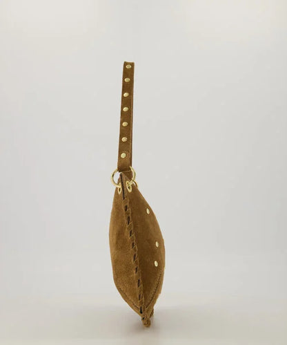 Leren suede tas Casey - taupe
